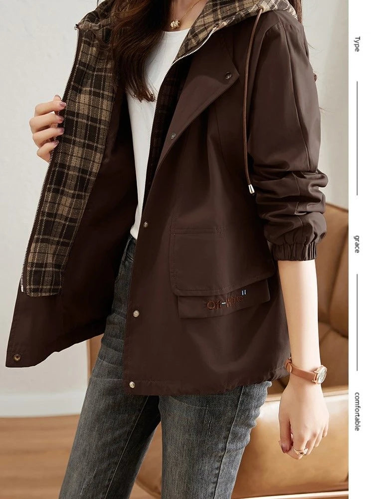 Short Hooded Windbreaker Loose Outerwear Women