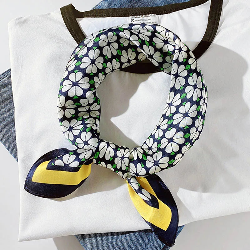 100% Silk Printed Neck Hair Scarf