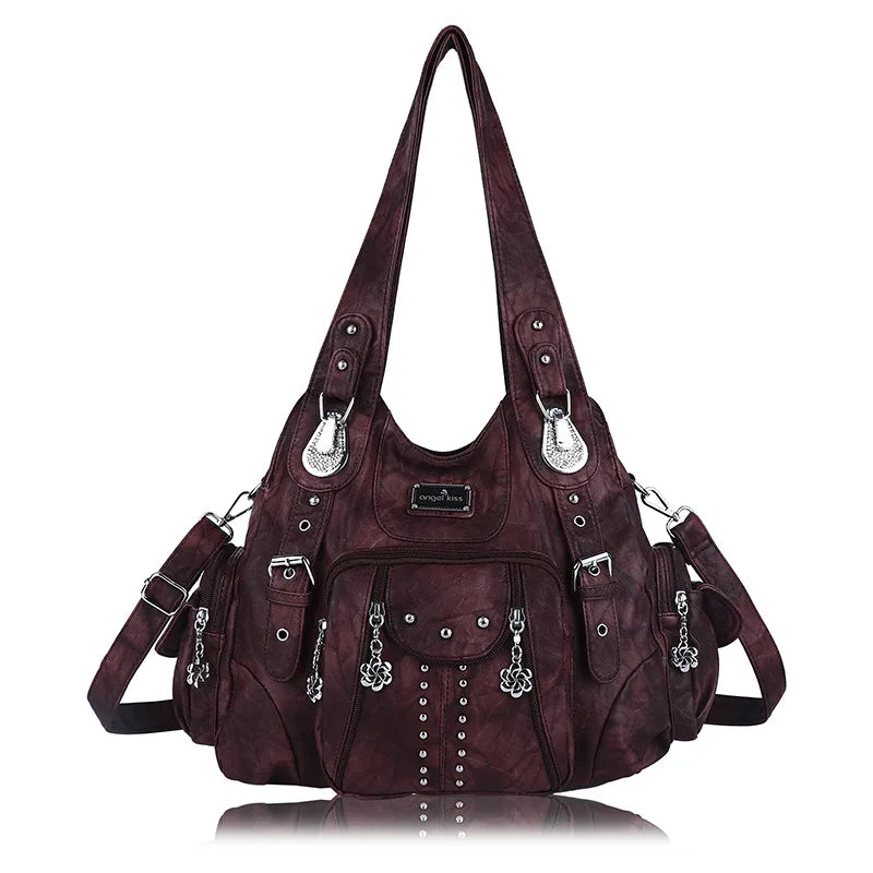 Angelkiss PU Leather Satchel Handbag
