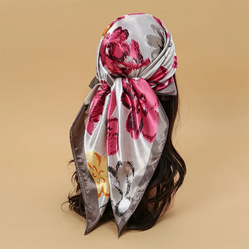 Satin Square Hijab Elegant Silk Neckerchief