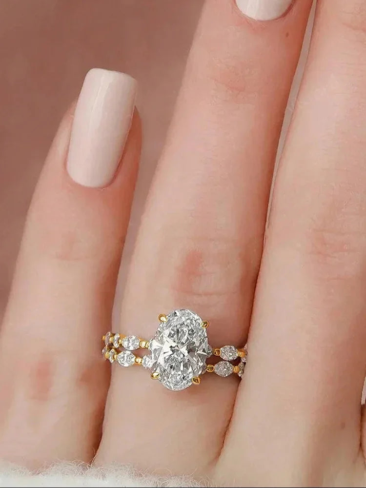 Sterling Silver Oval Marquise Stackable Rings Set