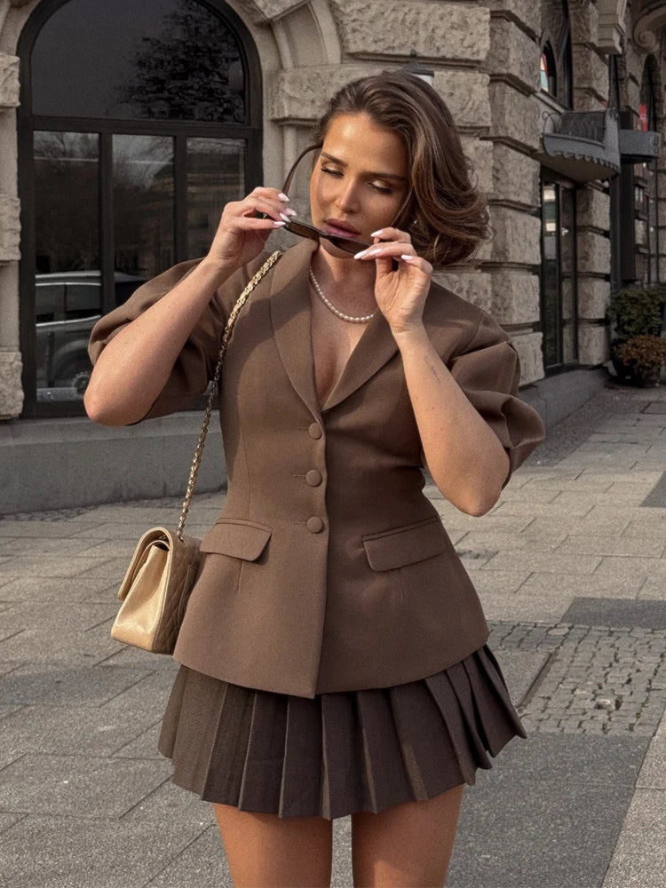 Doll Collar Short Sleeve Blazer Women