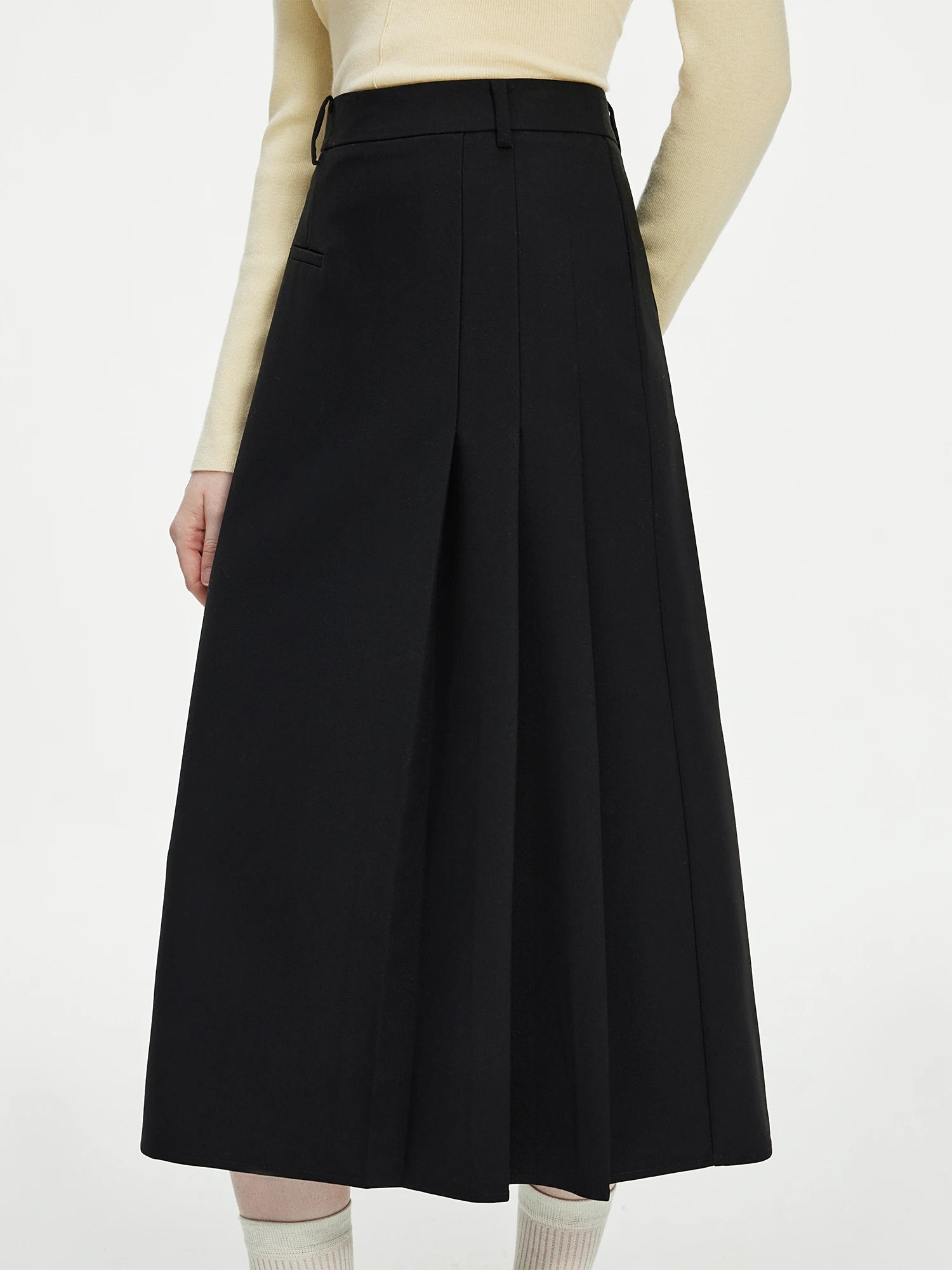 Irregular Pleated Black Gray Skirt