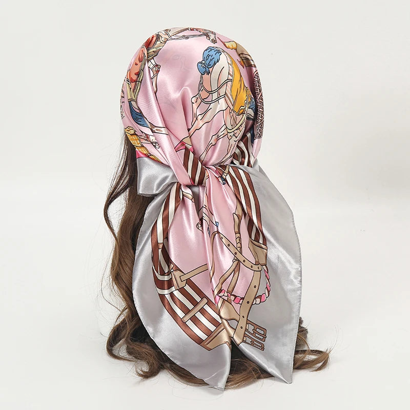 Satin Square Hijab Elegant Silk Neckerchief