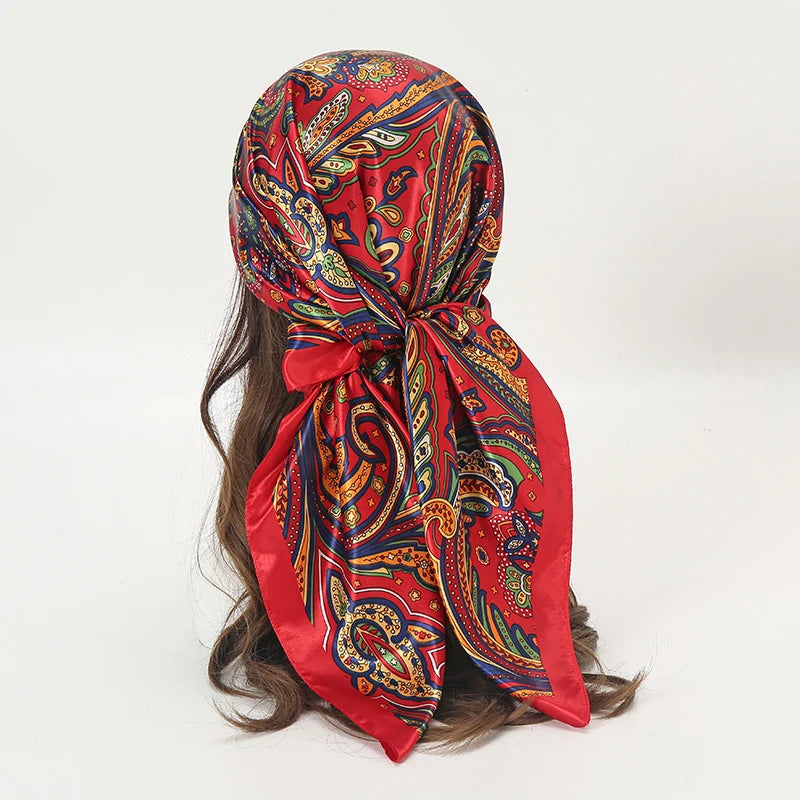 Satin Square Hijab Elegant Silk Neckerchief