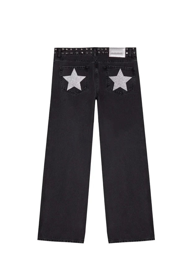 Vintage Star Print High Waist Jeans Women