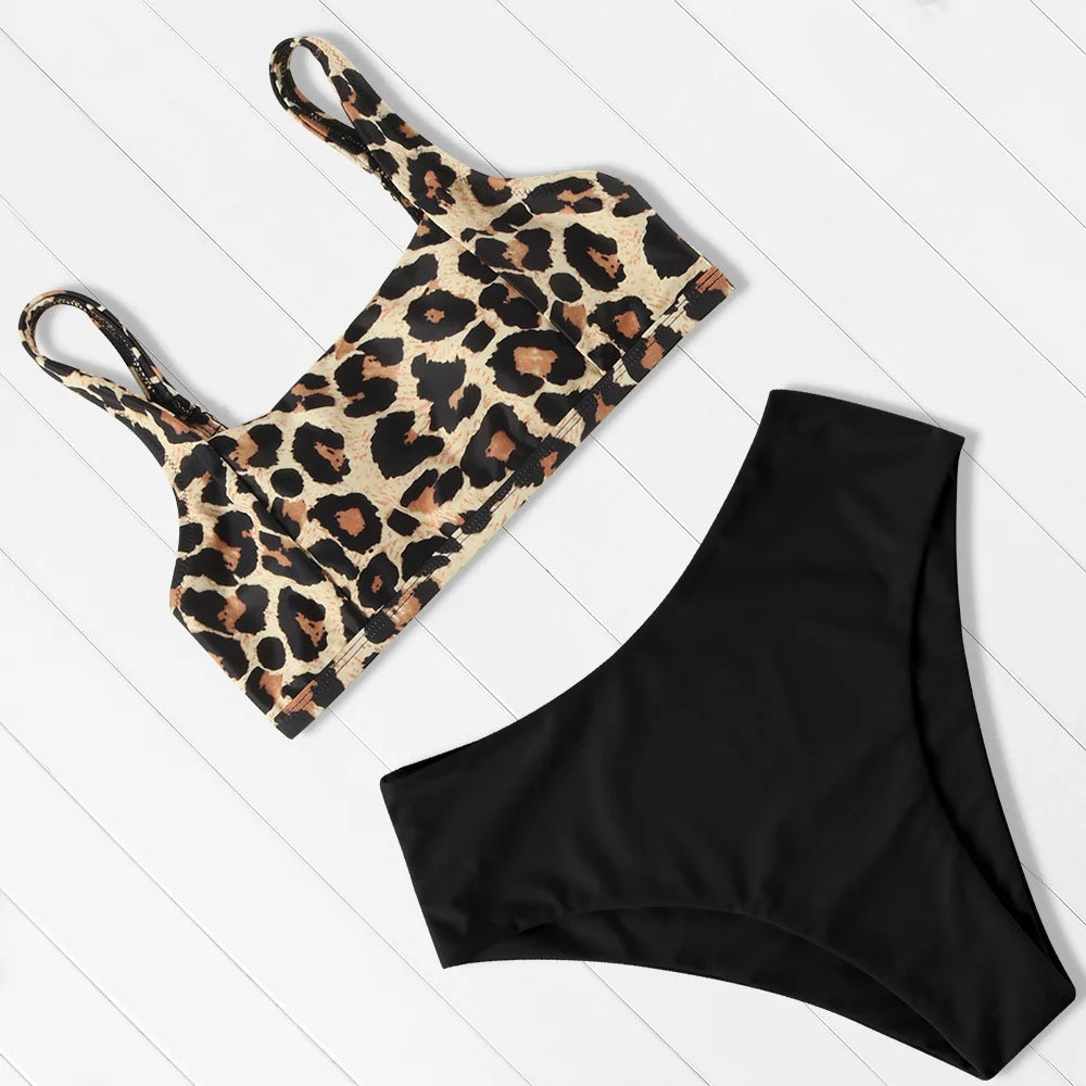 Leopard Push-Up One Shoulder Bikini Women
