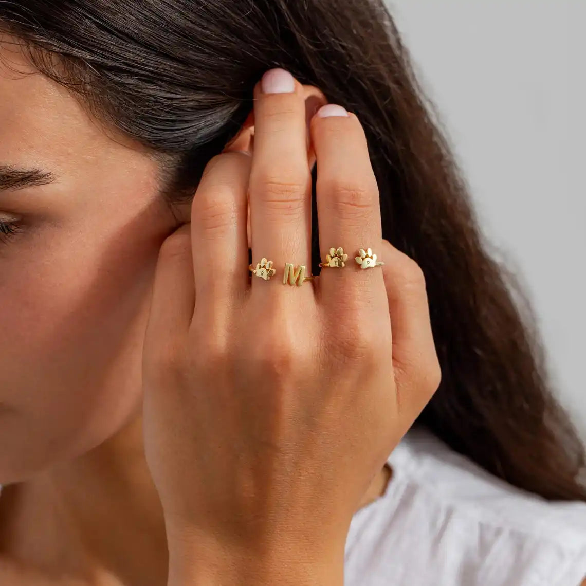 Custom Stainless Steel Dog Paw Memorial Ring