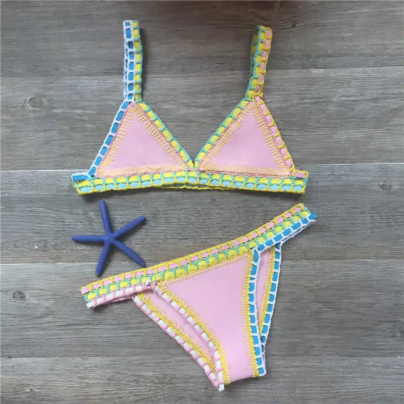 Pink Crochet Micro Bikini Set Women