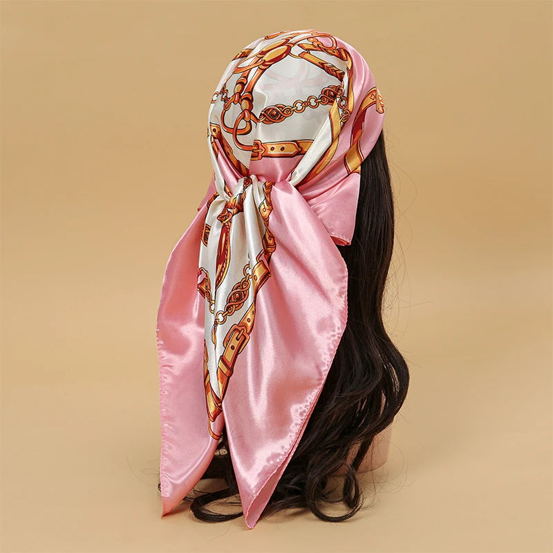 Satin Square Hijab Elegant Silk Neckerchief
