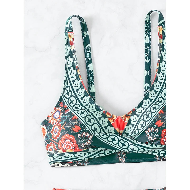 Plus Size Push-Up Floral Bikini Set Women