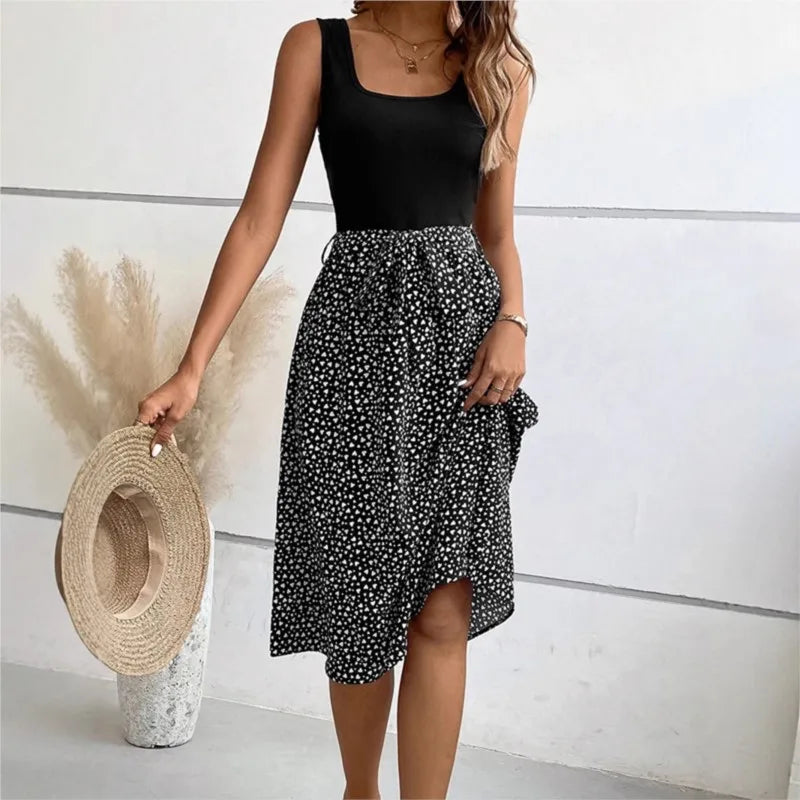 Casual Floral Patchwork Boho Beach Sundress Women