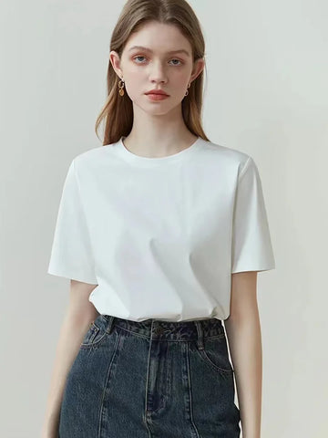 Cotton Summer Basic Tee Short Sleeve Women