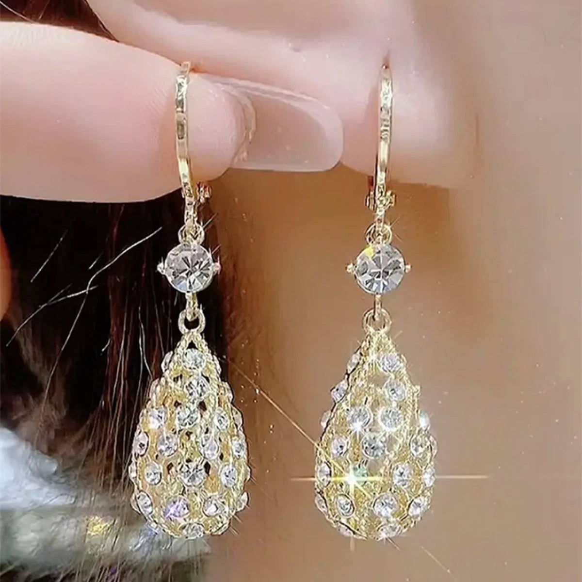 Star Earth Tassel Dangle Crystal Earrings