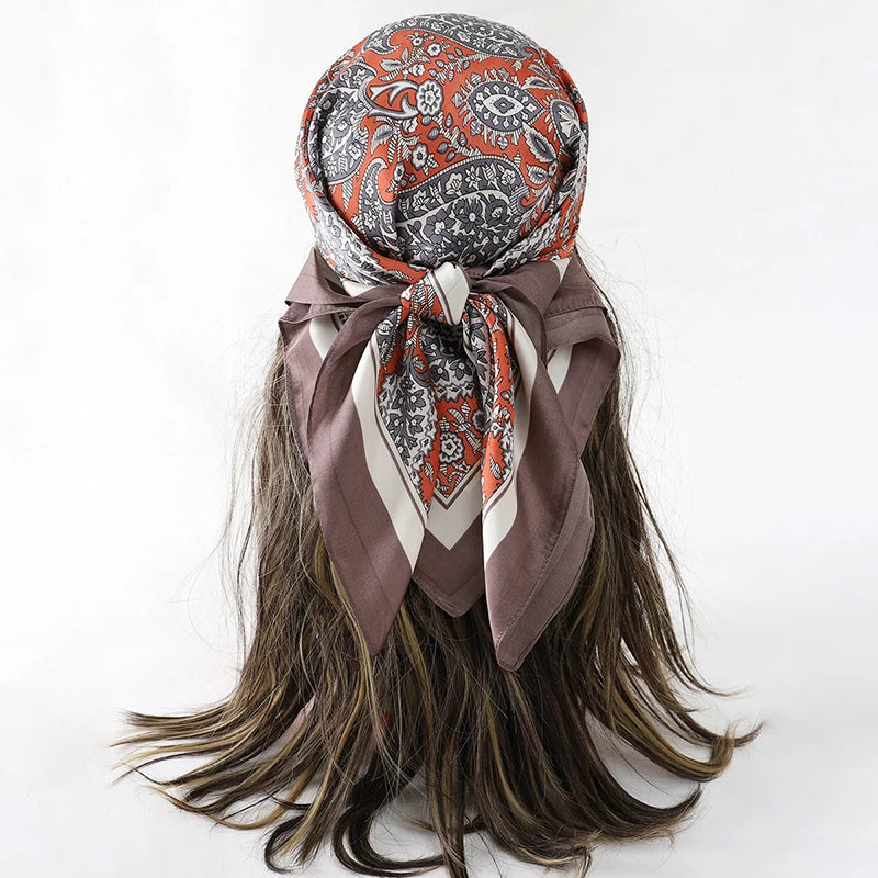 Bohemian Floral Print Silk Scarf