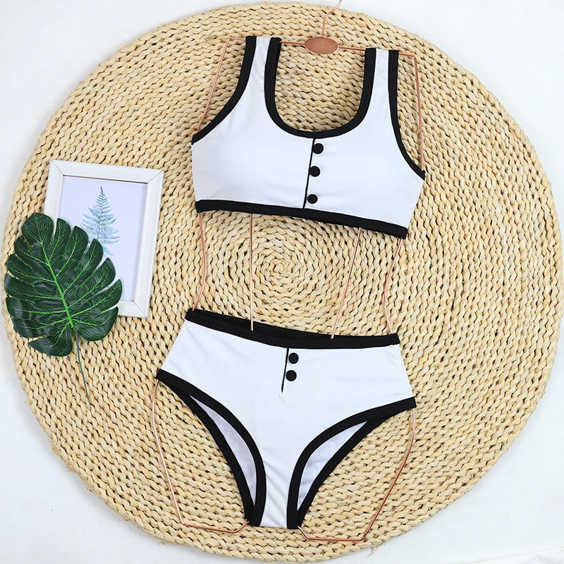 High Waist Ribbed Two-Piece Bikini Set