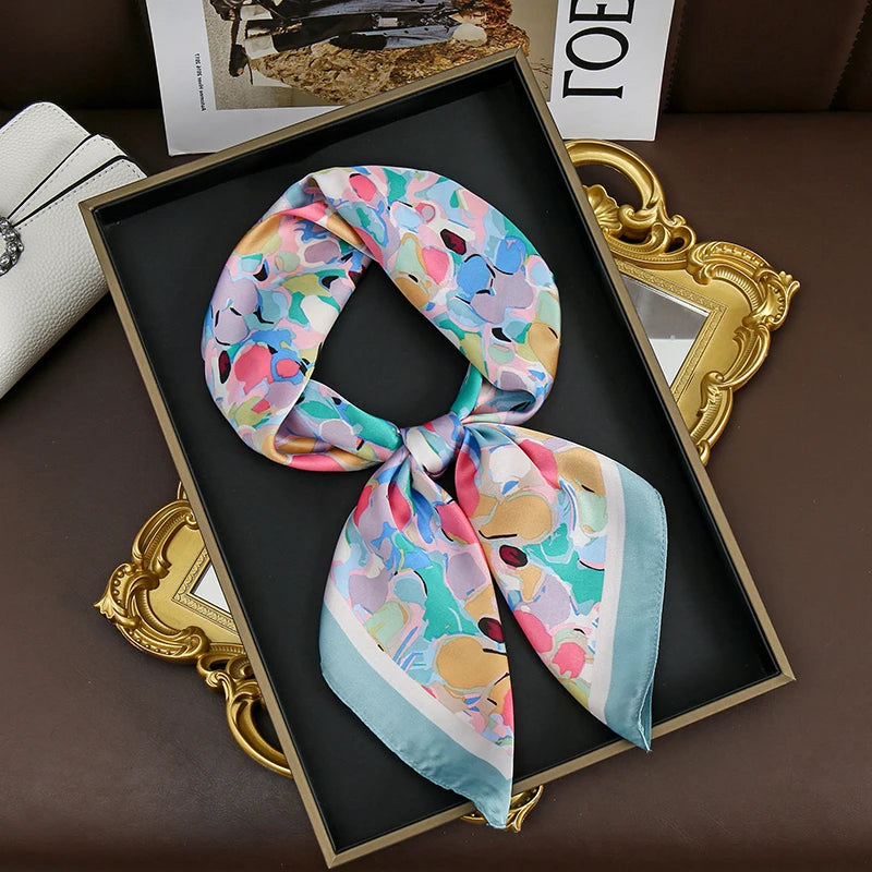 Luxury 60-Color Silk Square Scarf