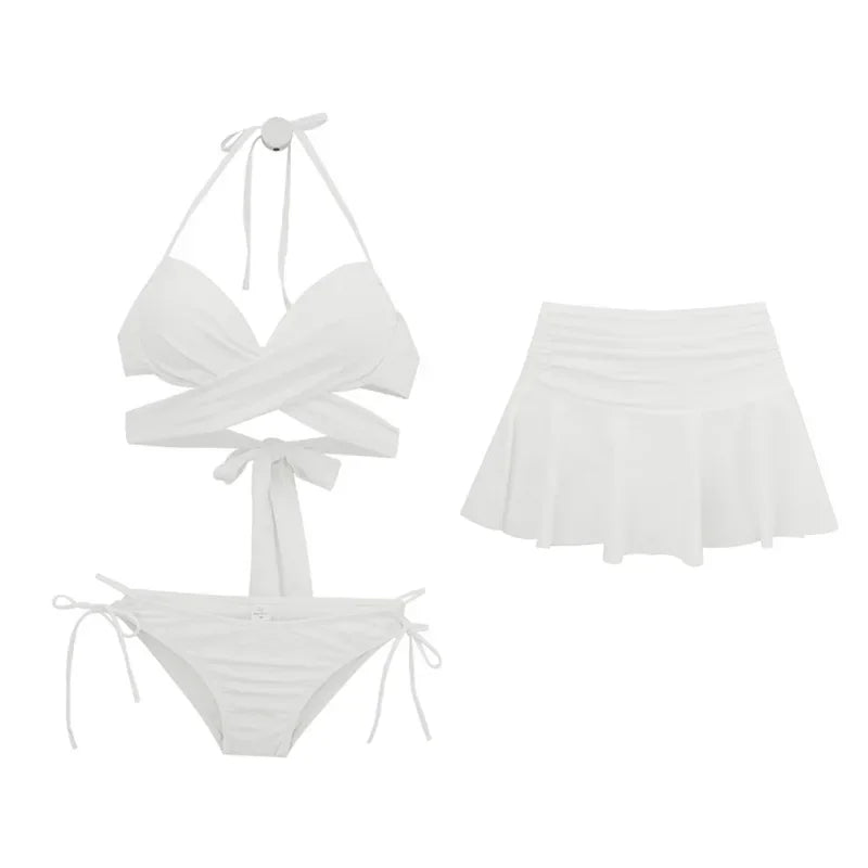 Minimalist Three-Piece Split Bikini Swimsuit Women
