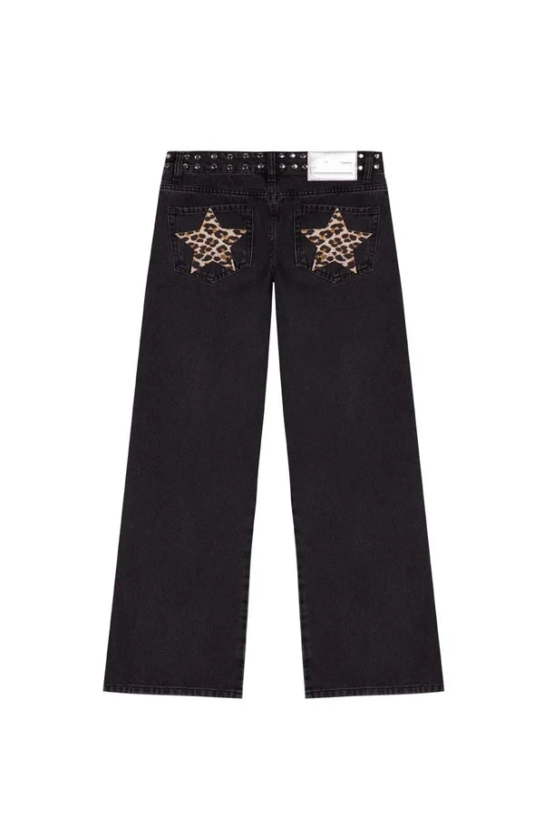 Vintage Star Print High Waist Jeans Women