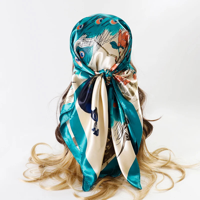 Satin Square Hijab Elegant Silk Neckerchief