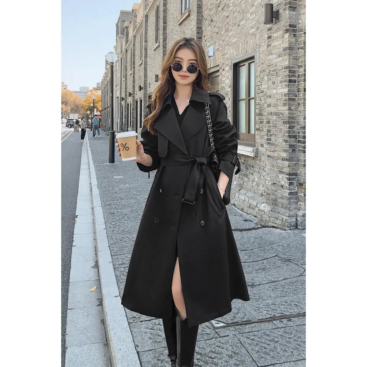 Double-Breasted Mid-Length Trench Jacket Women