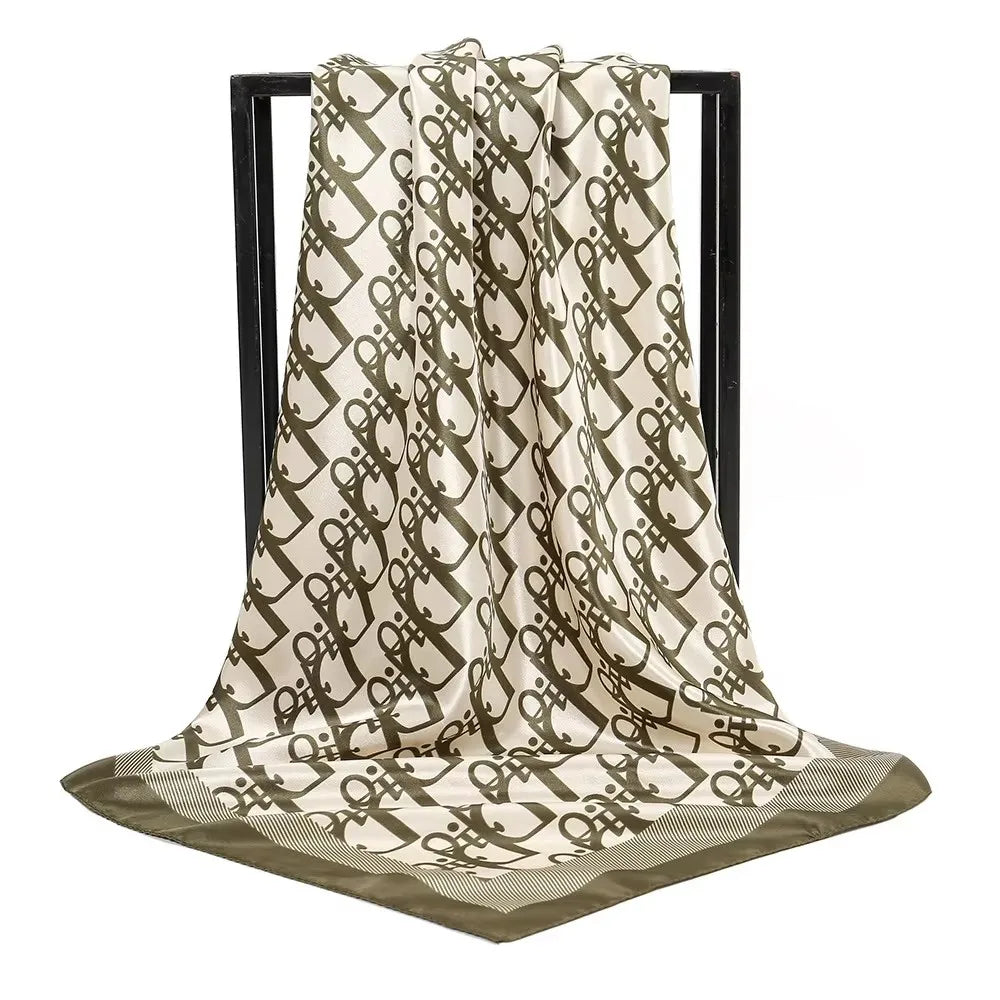 Vintage Printed Silk Neck Hair Scarf