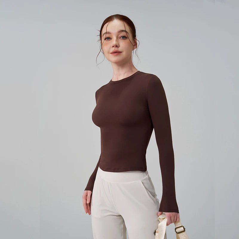 Long Sleeve Gym Fitness O-Neck Top Women