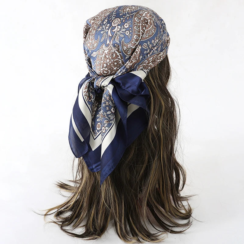 Bohemian Floral Print Silk Scarf