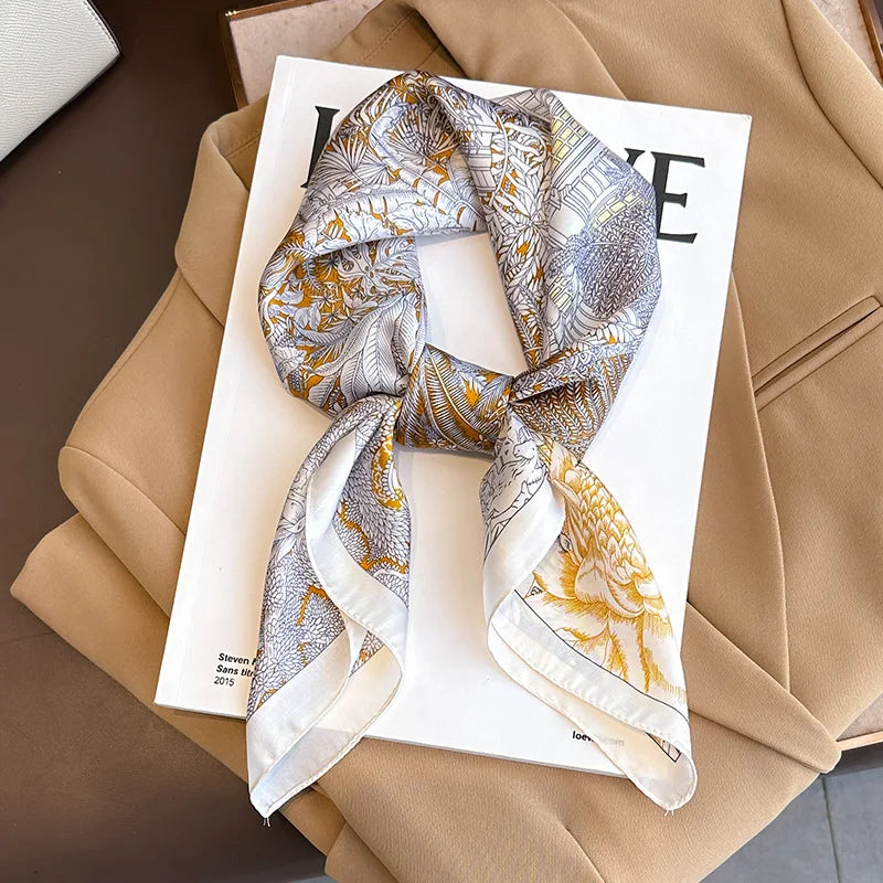 Bohemian Floral Print Silk Scarf