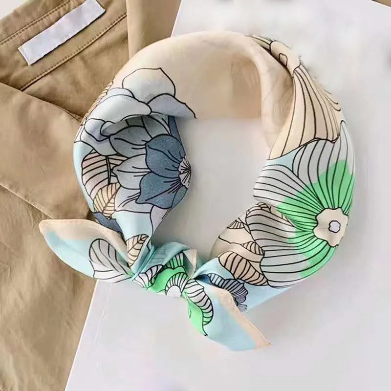 100% Silk Printed Neck Hair Scarf