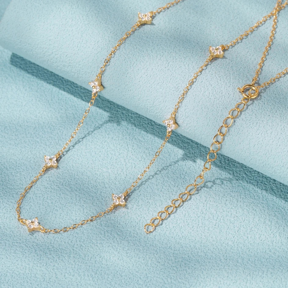 S925 Silver Octagonal Star Zircon Necklace