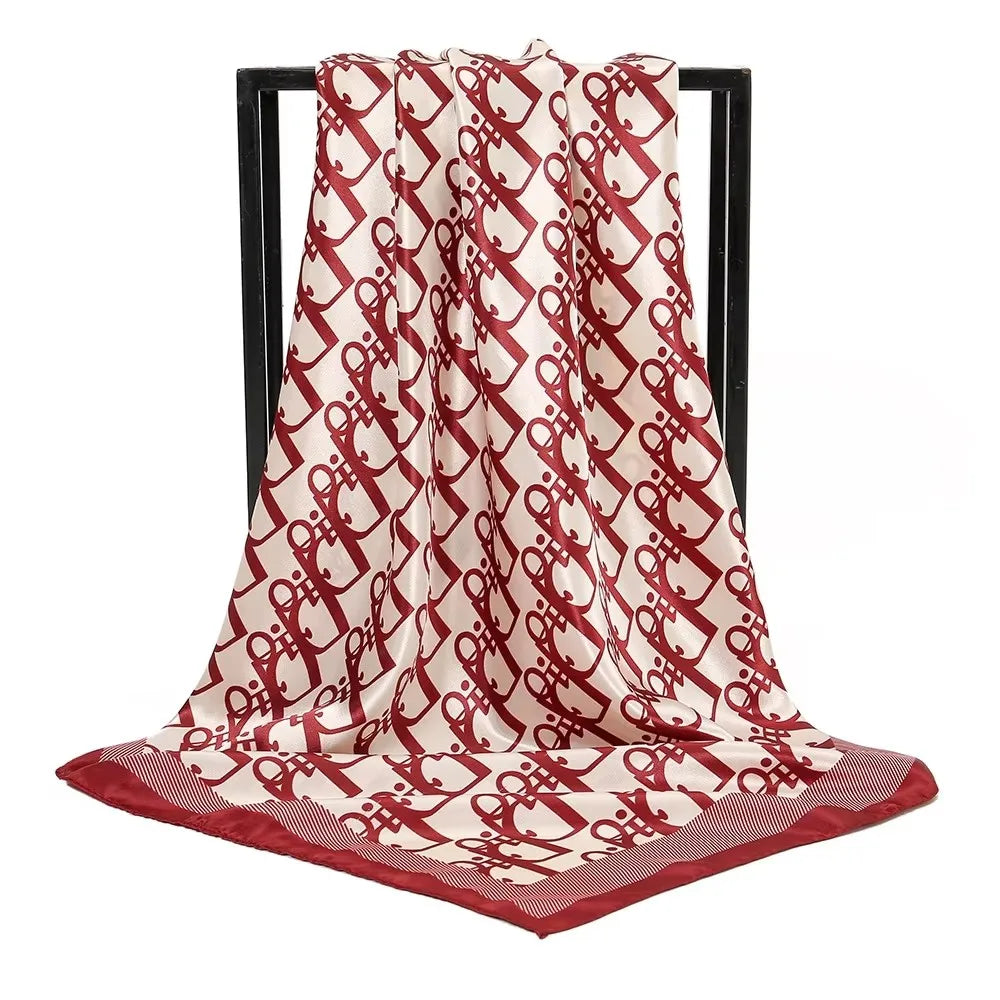 Vintage Printed Silk Neck Hair Scarf