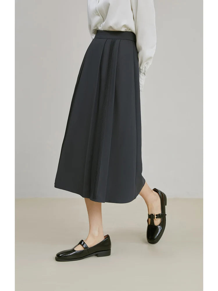 Simple Gray High Waist A-Line Skirt