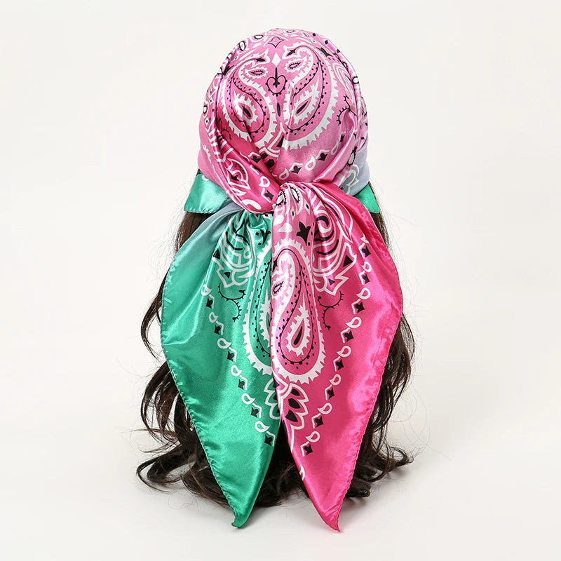 Satin Square Hijab Elegant Silk Neckerchief