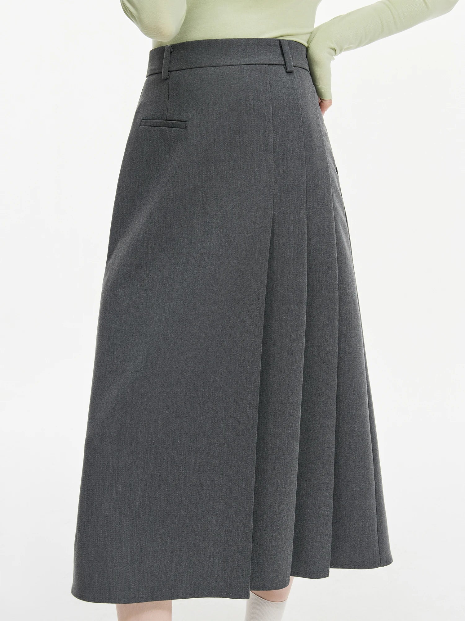 Irregular Pleated Black Gray Skirt