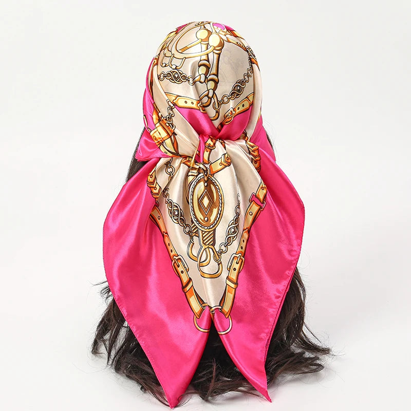 Satin Square Hijab Elegant Silk Neckerchief