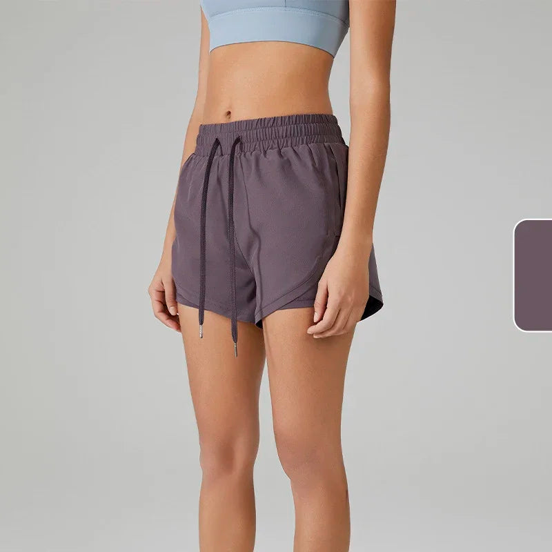 High Waist Double Layer Running Shorts
