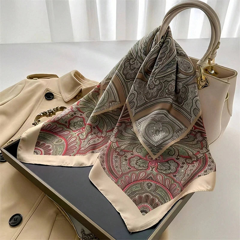 Luxury Satin Square Scarf Women