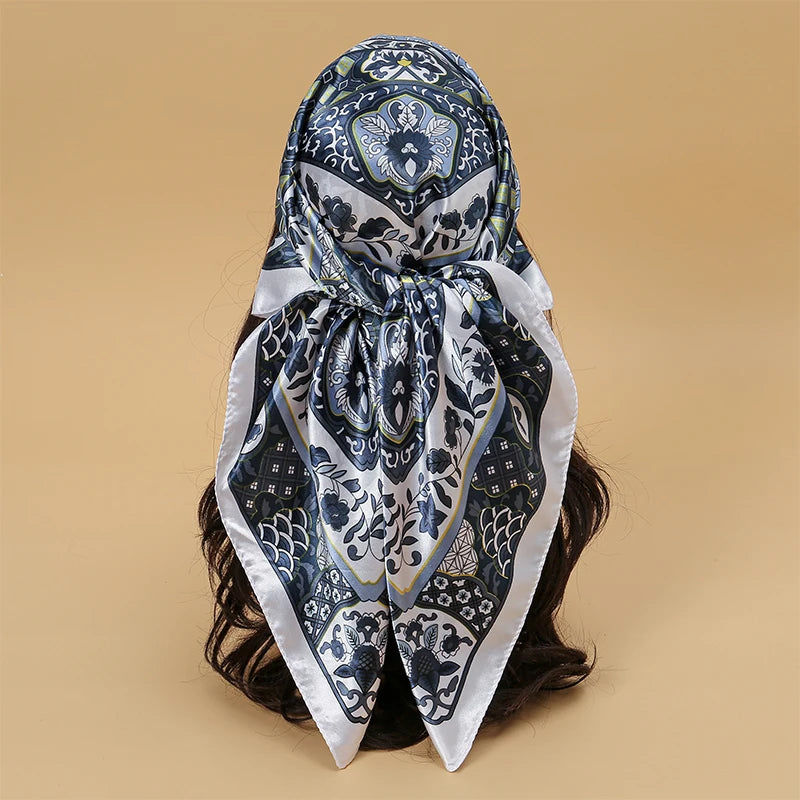 Satin Square Hijab Elegant Silk Neckerchief