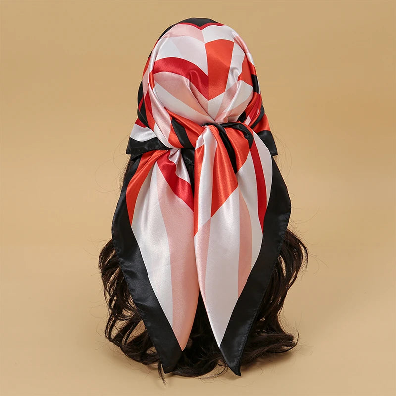 Satin Square Hijab Elegant Silk Neckerchief