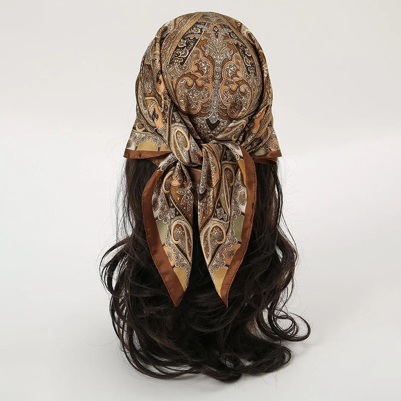 Bohemian Floral Print Silk Scarf