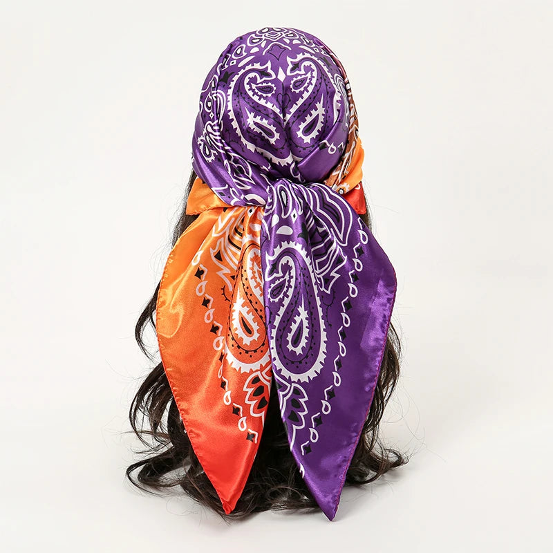 Satin Square Hijab Elegant Silk Neckerchief