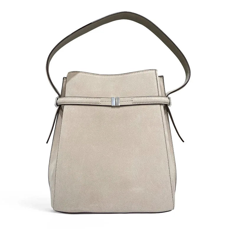 High-End Cowhide Bucket Shoulder Bag