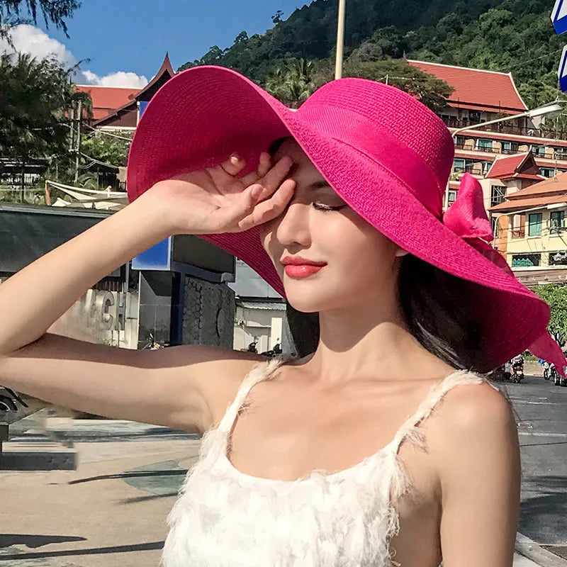 Women’s UV Protection Straw Summer Visor Hat