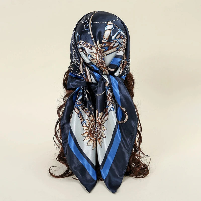Satin Square Hijab Elegant Silk Neckerchief