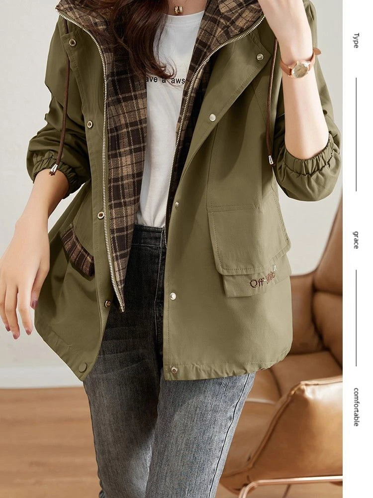 Short Hooded Windbreaker Loose Outerwear Women