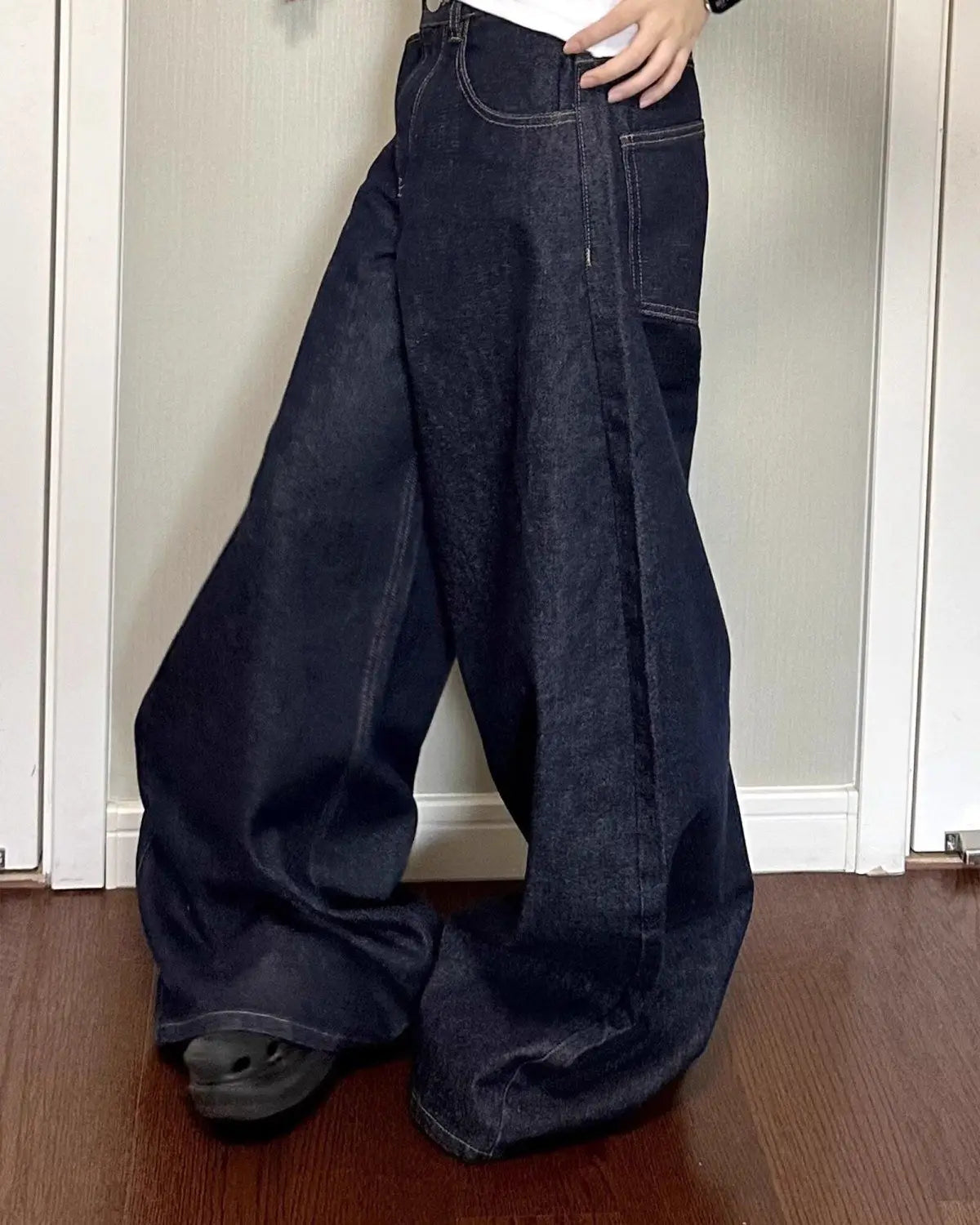 Black High Street Wide-Leg Jeans Women