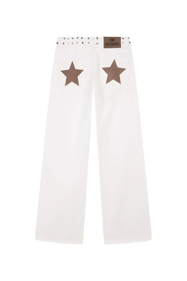 Vintage Star Print High Waist Jeans Women