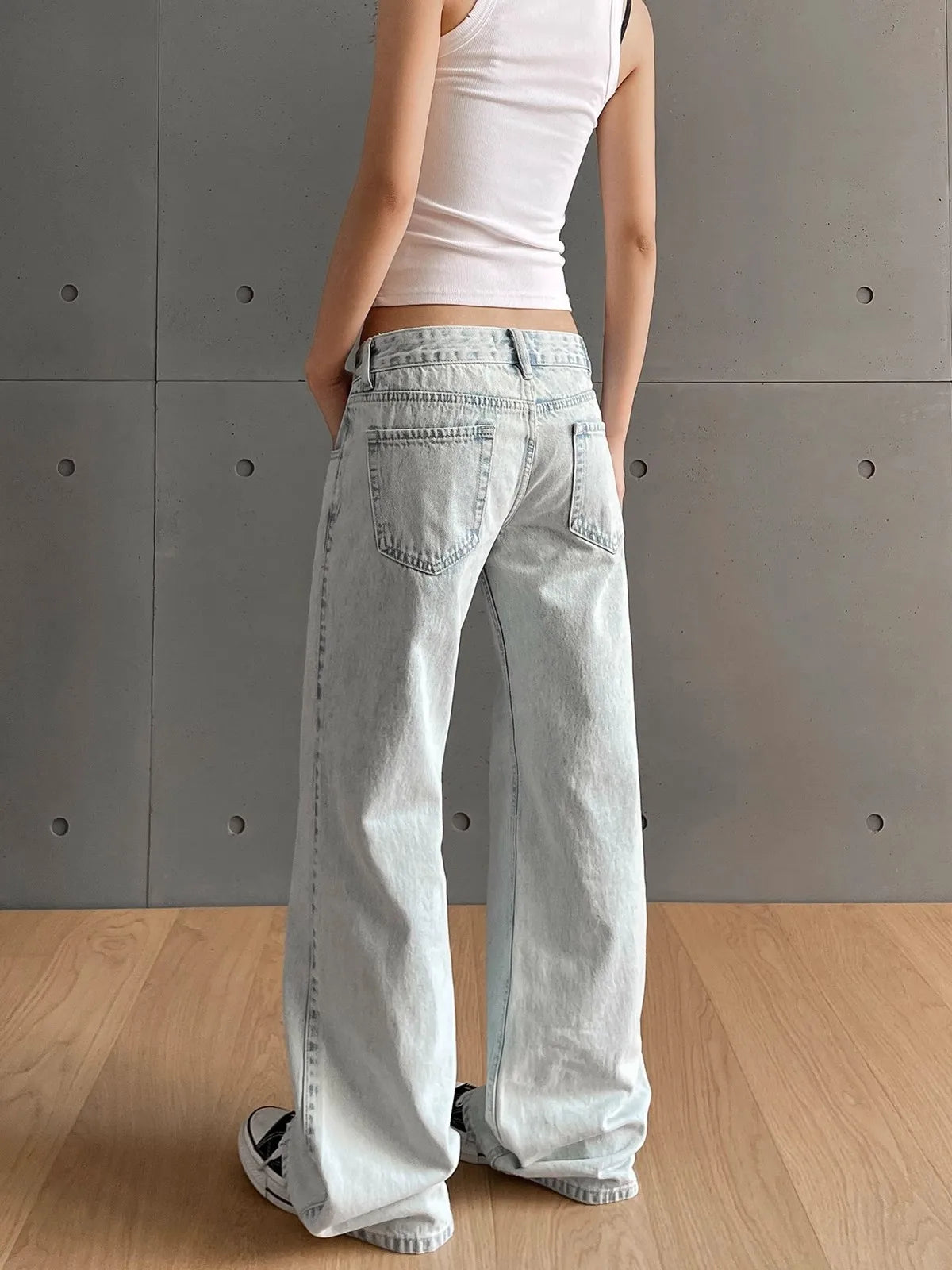 Vintage Low Waist Solid Streetwear Jeans