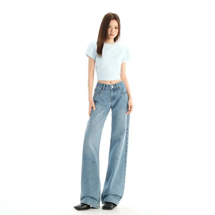 Vintage Low Waist Solid Streetwear Jeans